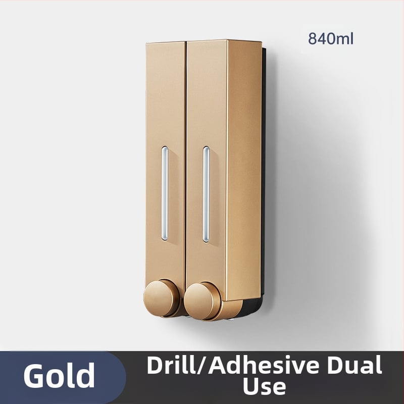 Ant sienos montuojamas ABS dozatorius skystam muilui ir šampūnui, rankinis paspaudimas, modernus minimalistinis stilius, vonios kambarys ir virtuvė, British Hansha prekė