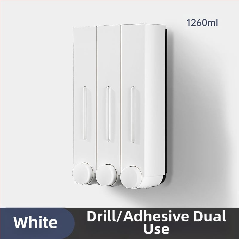 Ant sienos montuojamas ABS dozatorius skystam muilui ir šampūnui, rankinis paspaudimas, modernus minimalistinis stilius, vonios kambarys ir virtuvė, British Hansha prekė