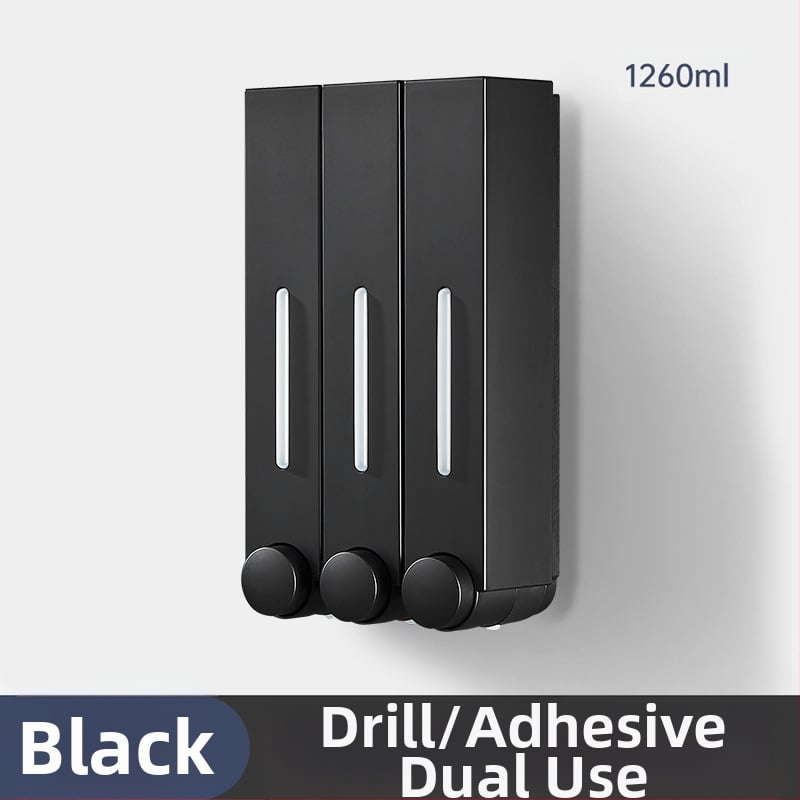 Ant sienos montuojamas ABS dozatorius skystam muilui ir šampūnui, rankinis paspaudimas, modernus minimalistinis stilius, vonios kambarys ir virtuvė, British Hansha prekė