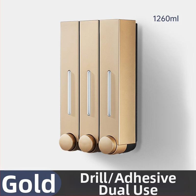 Ant sienos montuojamas ABS dozatorius skystam muilui ir šampūnui, rankinis paspaudimas, modernus minimalistinis stilius, vonios kambarys ir virtuvė, British Hansha prekė