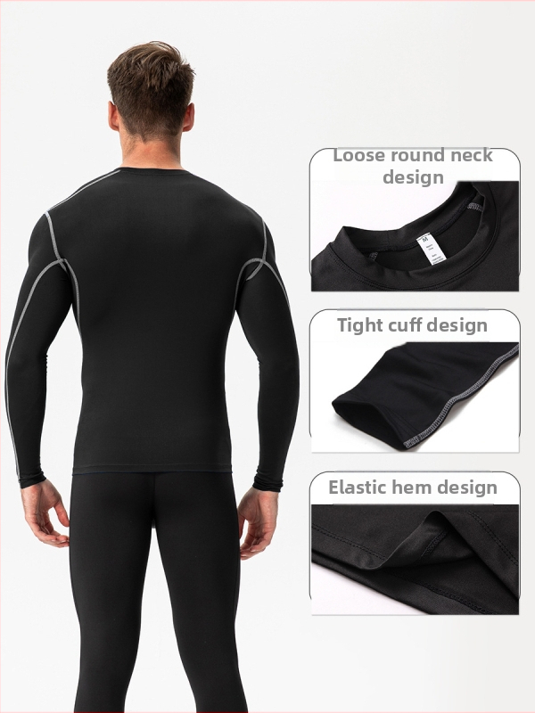 Мъжки дълъг ръкав топ за тренировки PRO - полиестер спандекс, 85% полиестер, подплата полиестер спандекс, подходящ за бягане и фитнес, за всички сезони