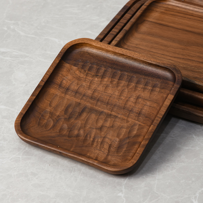 Apvalus medinis patiekalų padėklas sušiui ir vaisiams, japonų stiliaus, purškiamo paviršiaus apdaila, logotipas atspausdintas