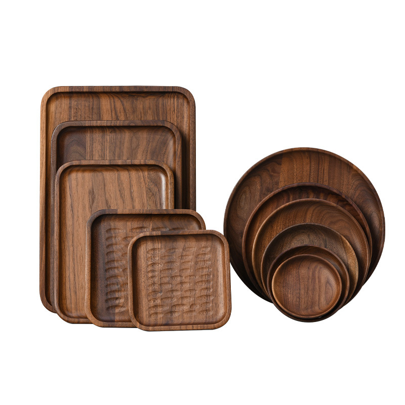 Apvalus medinis patiekalų padėklas sušiui ir vaisiams, japonų stiliaus, purškiamo paviršiaus apdaila, logotipas atspausdintas