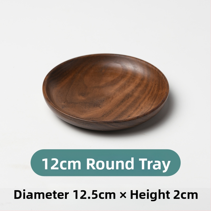 Apvalus medinis patiekalų padėklas sušiui ir vaisiams, japonų stiliaus, purškiamo paviršiaus apdaila, logotipas atspausdintas