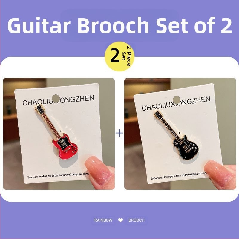 Elektrinės gitaros segė - madingas japonų-korejiečių stilius, miela karikatūrų poros ženkliukas, lydinys su sidabro arba aukso danga, dviguba naudojimo, pavasaris 2023