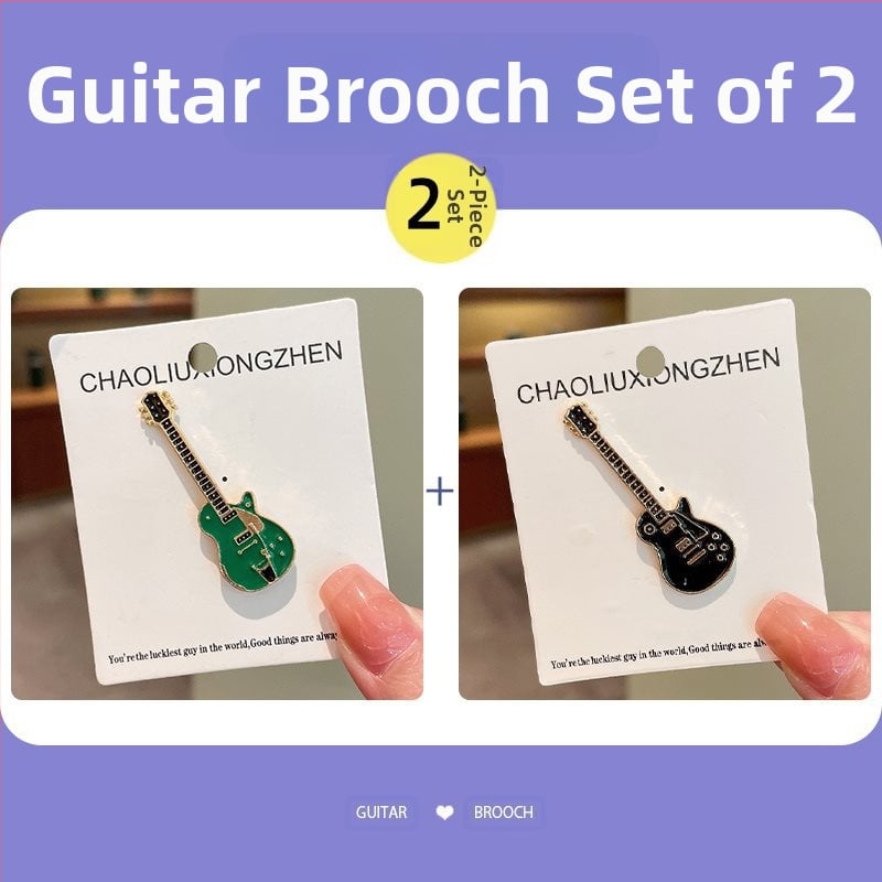 Elektrinės gitaros segė - madingas japonų-korejiečių stilius, miela karikatūrų poros ženkliukas, lydinys su sidabro arba aukso danga, dviguba naudojimo, pavasaris 2023