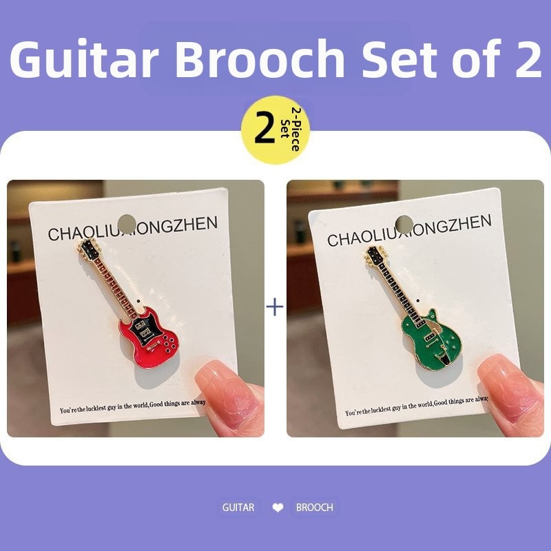 Elektrinės gitaros segė - madingas japonų-korejiečių stilius, miela karikatūrų poros ženkliukas, lydinys su sidabro arba aukso danga, dviguba naudojimo, pavasaris 2023