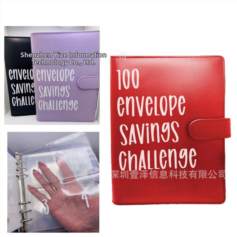 100 vokų iššūkio aplankas, dirbtinės odos viršelis, laisvas įrišimas, 25 lapai popieriaus iš medienos masės