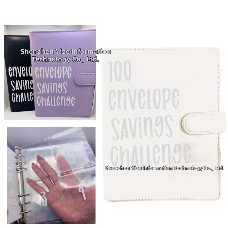 100 vokų iššūkio aplankas, dirbtinės odos viršelis, laisvas įrišimas, 25 lapai popieriaus iš medienos masės