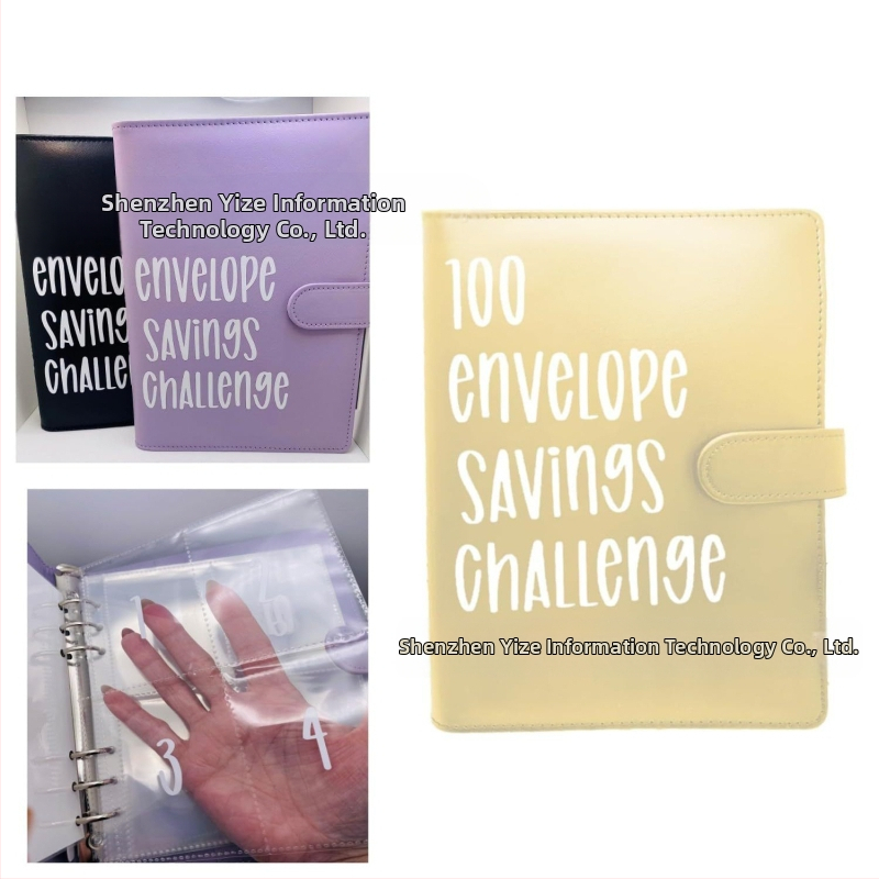 100 vokų iššūkio aplankas, dirbtinės odos viršelis, laisvas įrišimas, 25 lapai popieriaus iš medienos masės