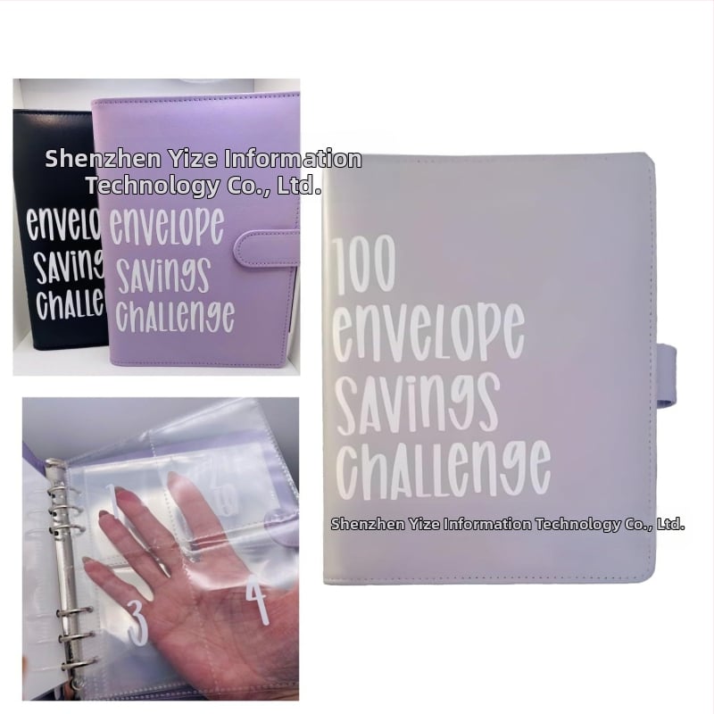 100 vokų iššūkio aplankas, dirbtinės odos viršelis, laisvas įrišimas, 25 lapai popieriaus iš medienos masės