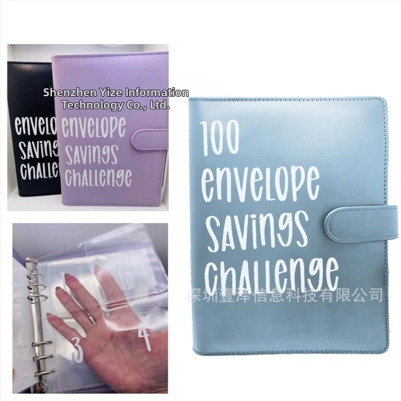 100 vokų iššūkio aplankas, dirbtinės odos viršelis, laisvas įrišimas, 25 lapai popieriaus iš medienos masės