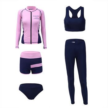 Γυναικεία στολή δύο τεμαχίων για σνόρκελινγκ με μακριά μανίκια, προστασία από τον ήλιο, γρήγορο στέγνωμα, ριγέ ύφασμα