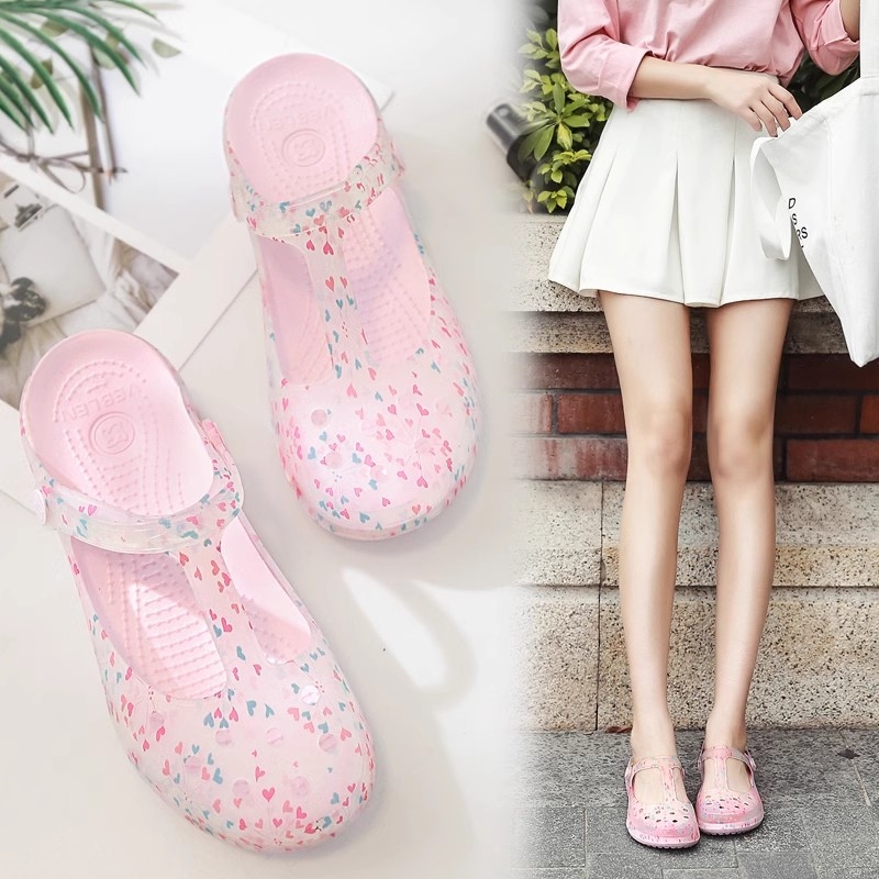 Moterų Crocs stiliaus sandalai, EVA padas, PVC viršus, neslidūs, kvėpuojantys, pado storis 3-5 cm