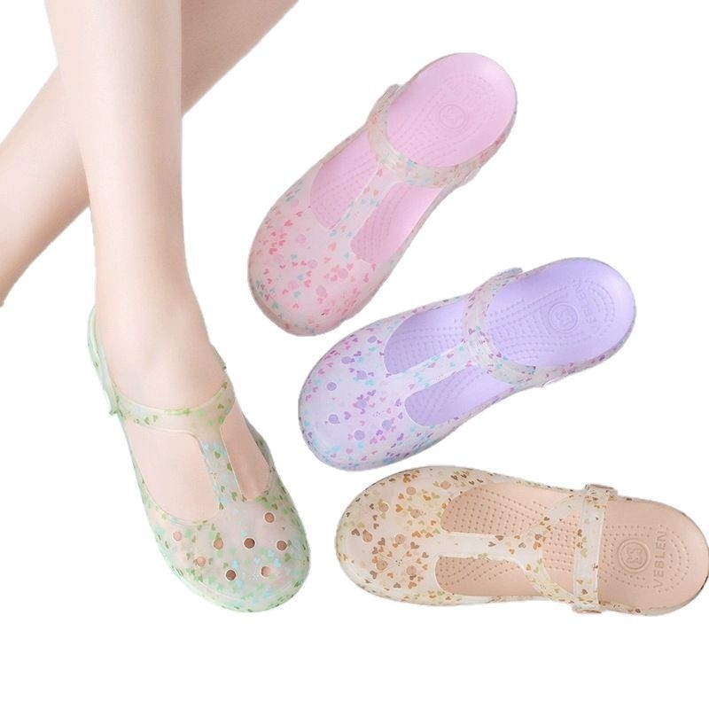 Moterų Crocs stiliaus sandalai, EVA padas, PVC viršus, neslidūs, kvėpuojantys, pado storis 3-5 cm