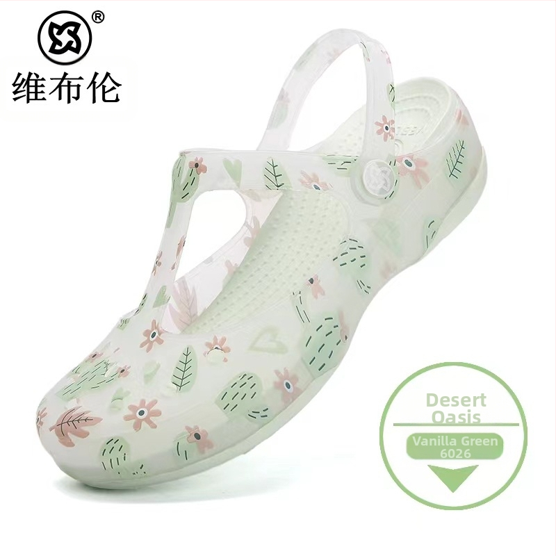 Moterų Crocs stiliaus sandalai, EVA padas, PVC viršus, neslidūs, kvėpuojantys, pado storis 3-5 cm