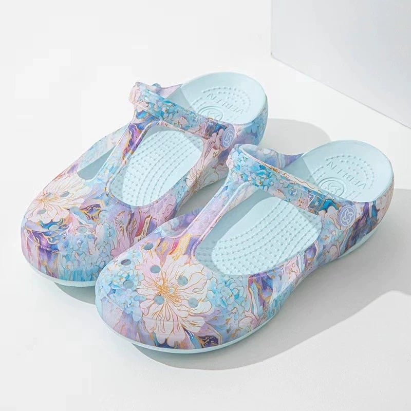 Moterų Crocs stiliaus sandalai, EVA padas, PVC viršus, neslidūs, kvėpuojantys, pado storis 3-5 cm