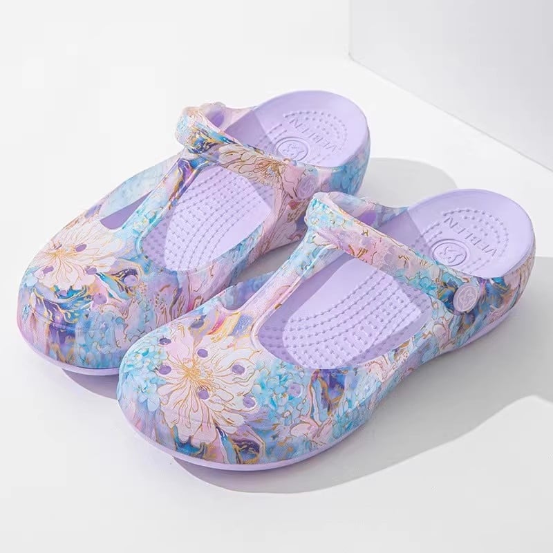 Moterų Crocs stiliaus sandalai, EVA padas, PVC viršus, neslidūs, kvėpuojantys, pado storis 3-5 cm