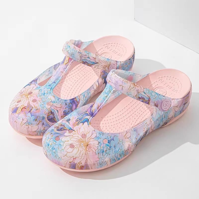 Moterų Crocs stiliaus sandalai, EVA padas, PVC viršus, neslidūs, kvėpuojantys, pado storis 3-5 cm