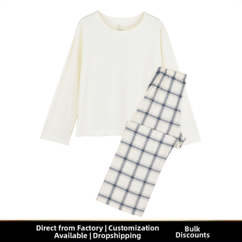 Muji poros pižamų komplektas — dvigubo sluoksnio marle medvilnė, 100% medvilnė, ilgos rankovės, kelnės, japoniškas stilius