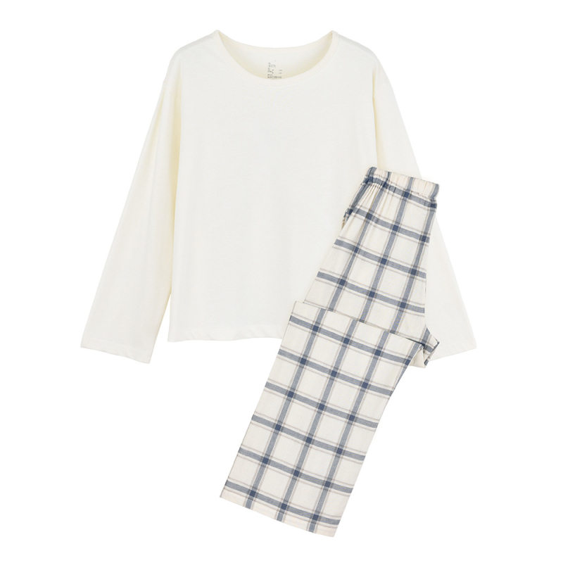 Muji poros pižamų komplektas — dvigubo sluoksnio marle medvilnė, 100% medvilnė, ilgos rankovės, kelnės, japoniškas stilius