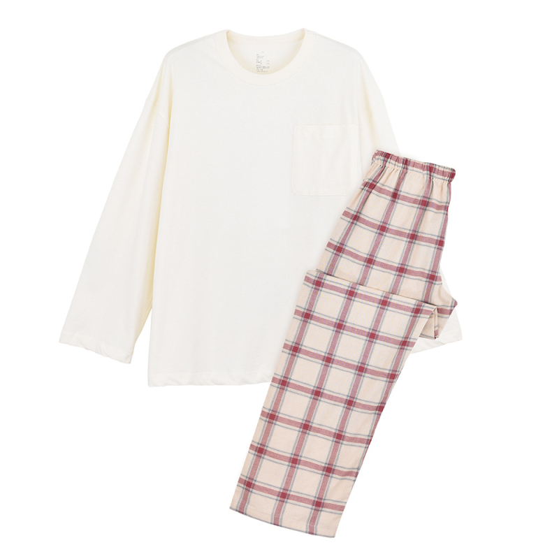 Muji poros pižamų komplektas — dvigubo sluoksnio marle medvilnė, 100% medvilnė, ilgos rankovės, kelnės, japoniškas stilius