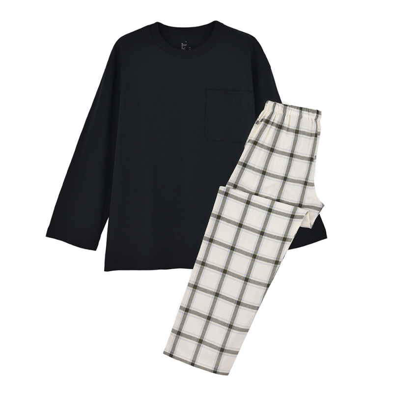 Muji poros pižamų komplektas — dvigubo sluoksnio marle medvilnė, 100% medvilnė, ilgos rankovės, kelnės, japoniškas stilius