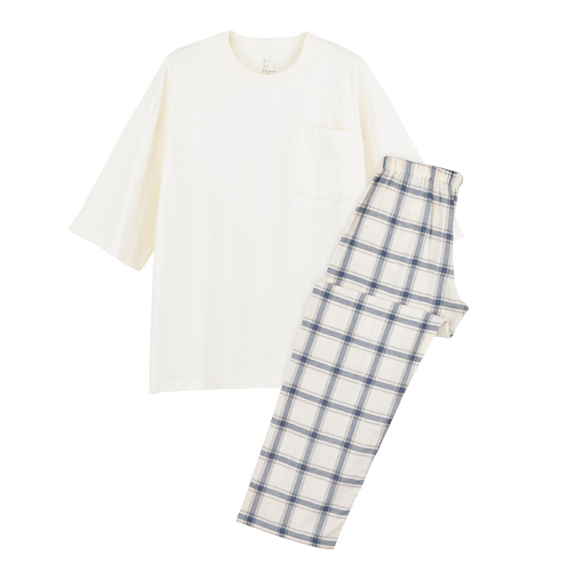 Muji poros pižamų komplektas — dvigubo sluoksnio marle medvilnė, 100% medvilnė, ilgos rankovės, kelnės, japoniškas stilius