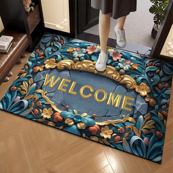 Μάτ πόρτας εισόδου με 3D μοτίβο πέτρας, φυσικός καουτσούκ, απορροφητικό, κατάλληλο για είσοδο και μπάνιο