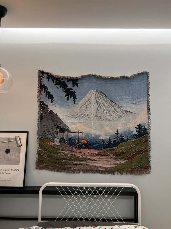 Gobelenas: Klimt įkvėptas nordiško stiliaus abstraktus paveikslas, audinio mišinys 91–100% medvilnė, stačiakampis, rankų plovimas, svetainės dekorui.