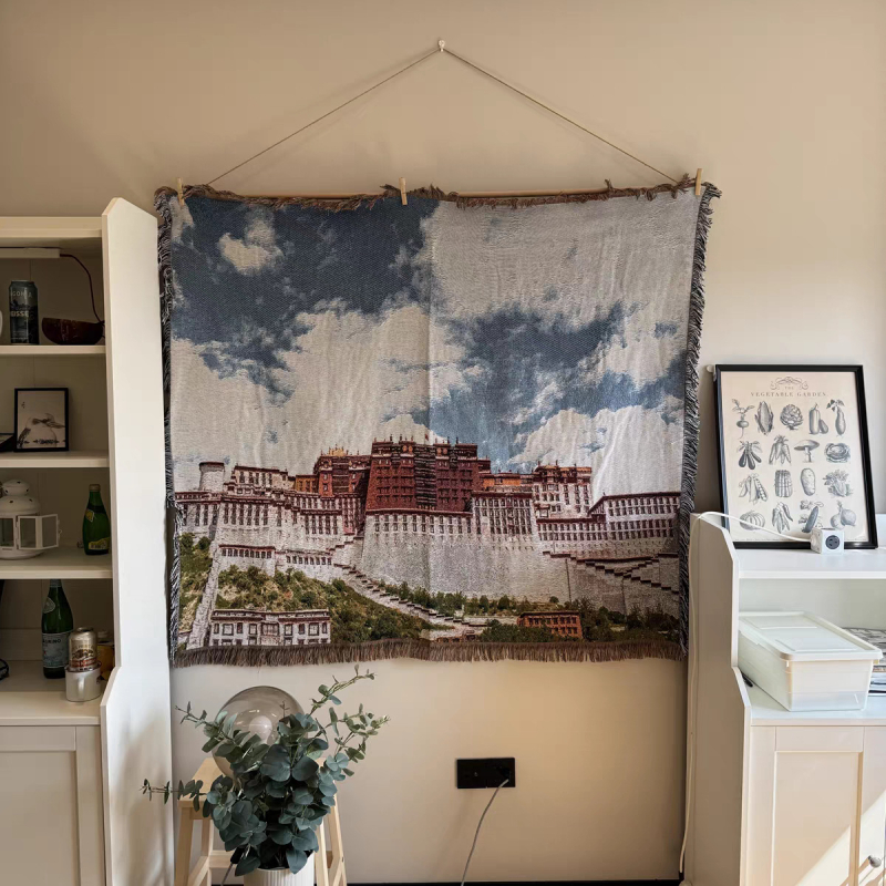 Gobelenas: Klimt įkvėptas nordiško stiliaus abstraktus paveikslas, audinio mišinys 91–100% medvilnė, stačiakampis, rankų plovimas, svetainės dekorui.