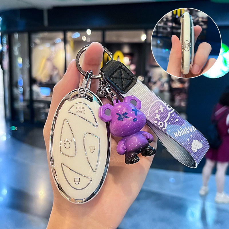 Hyundai Ioniq 6 raktų dėklas – PU apsauginis korpusas, Silver Edge versija, aukštos kokybės stilius