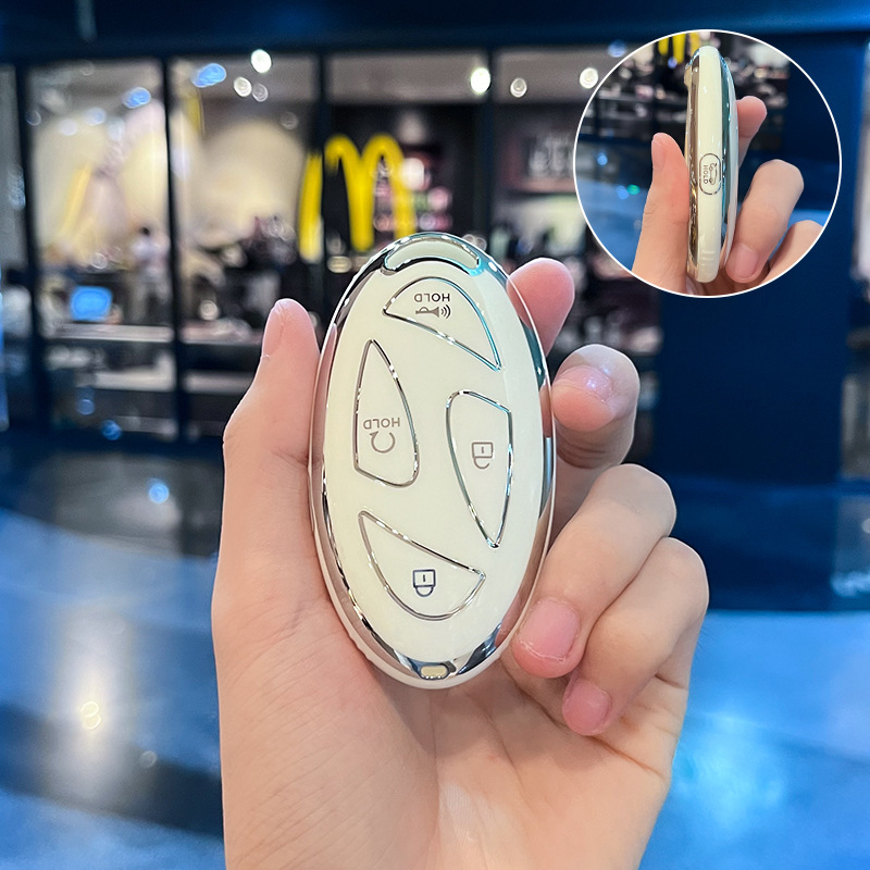 Hyundai Ioniq 6 raktų dėklas – PU apsauginis korpusas, Silver Edge versija, aukštos kokybės stilius