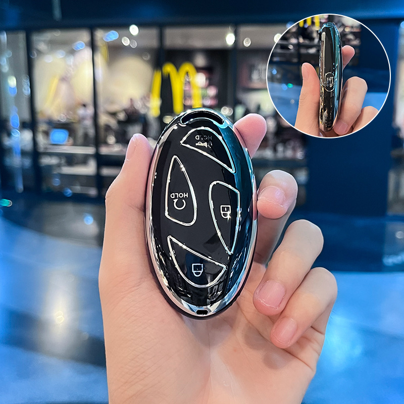 Hyundai Ioniq 6 raktų dėklas – PU apsauginis korpusas, Silver Edge versija, aukštos kokybės stilius