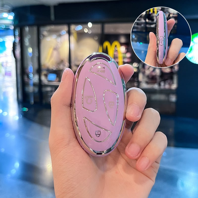 Hyundai Ioniq 6 raktų dėklas – PU apsauginis korpusas, Silver Edge versija, aukštos kokybės stilius