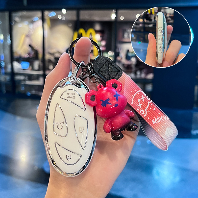 Hyundai Ioniq 6 raktų dėklas – PU apsauginis korpusas, Silver Edge versija, aukštos kokybės stilius