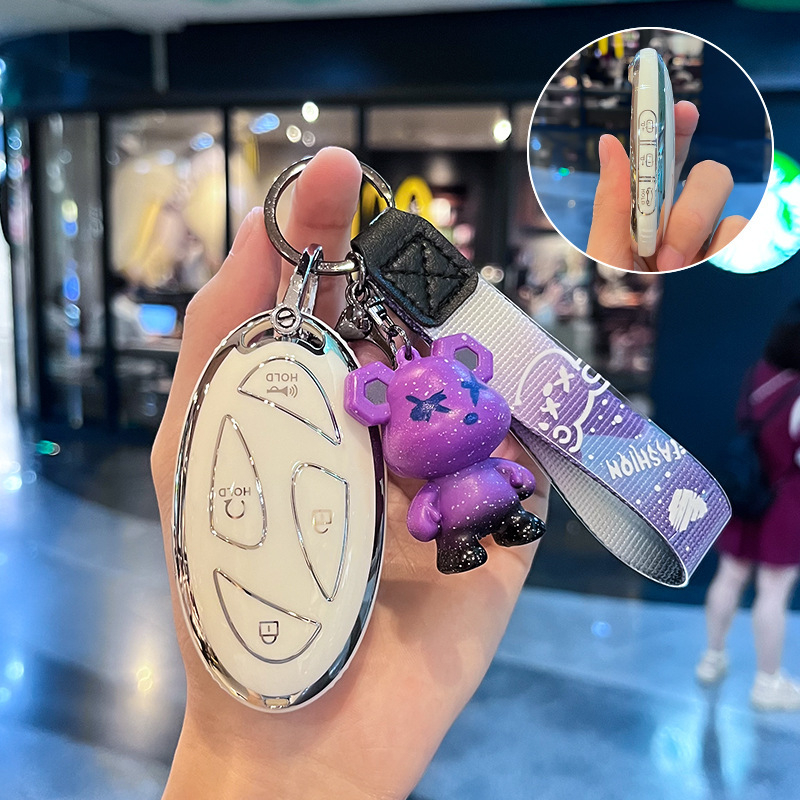 Hyundai Ioniq 6 raktų dėklas – PU apsauginis korpusas, Silver Edge versija, aukštos kokybės stilius