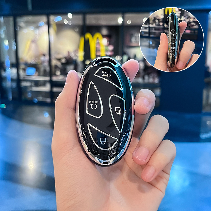 Hyundai Ioniq 6 raktų dėklas – PU apsauginis korpusas, Silver Edge versija, aukštos kokybės stilius