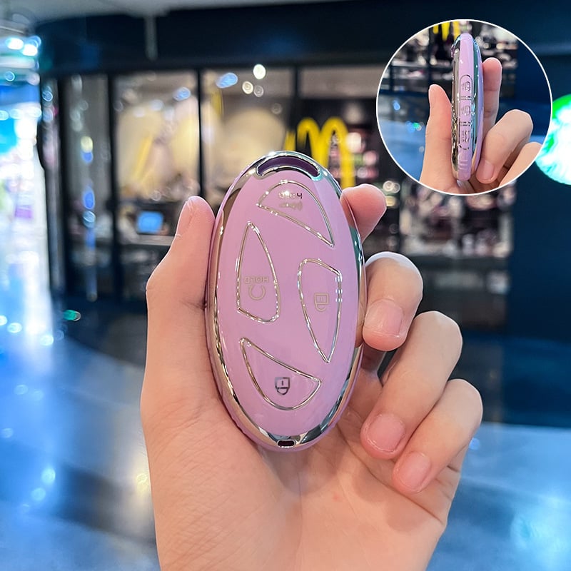 Hyundai Ioniq 6 raktų dėklas – PU apsauginis korpusas, Silver Edge versija, aukštos kokybės stilius