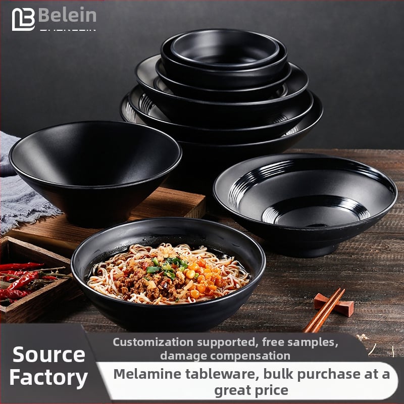 Melamininis dubuo makaronams, japonų stiliaus, apvalus, vienodas raštas, mikrobangų krosnelė nėra tinkama