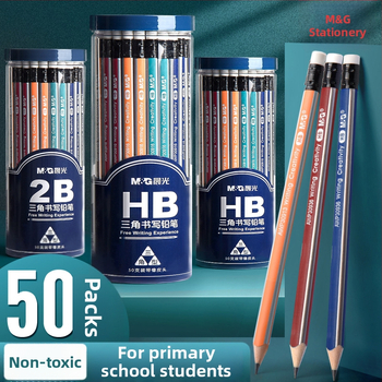 Trikampio korpuso pieštukas su gumine galvute, šešiakampio skerspjūvio