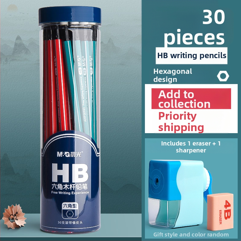 Trikampio korpuso pieštukas su gumine galvute, šešiakampio skerspjūvio