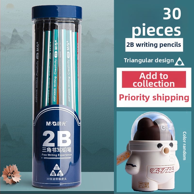 Trikampio korpuso pieštukas su gumine galvute, šešiakampio skerspjūvio