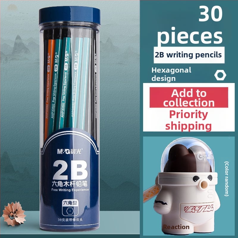 Trikampio korpuso pieštukas su gumine galvute, šešiakampio skerspjūvio