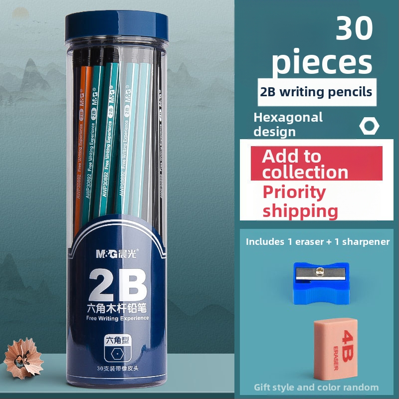 Trikampio korpuso pieštukas su gumine galvute, šešiakampio skerspjūvio