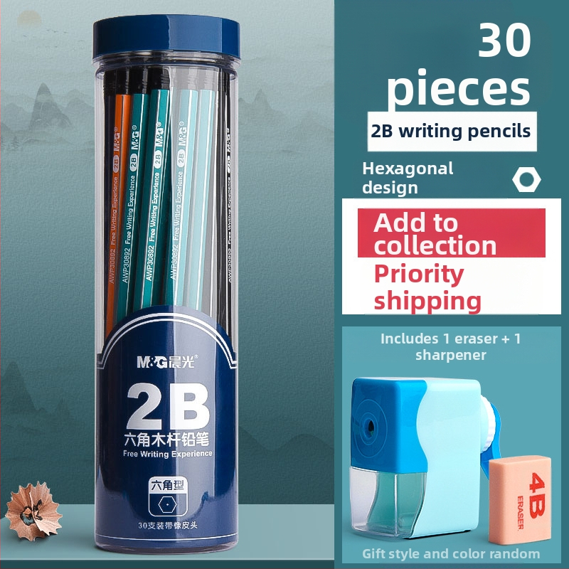 Trikampio korpuso pieštukas su gumine galvute, šešiakampio skerspjūvio