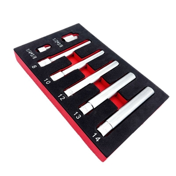 Μακρύ σετ σωληνωτών (12-άκων και εξάγωνων), 7 τεμάχια, χρωμιομένος χάλυβας βανάδιο-βρωμίου, θήκη EVA