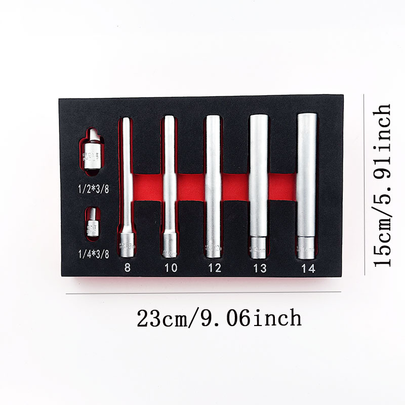 Μακρύ σετ σωληνωτών (12-άκων και εξάγωνων), 7 τεμάχια, χρωμιομένος χάλυβας βανάδιο-βρωμίου, θήκη EVA