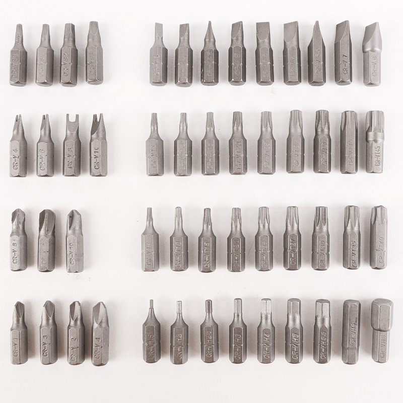 100 vienetų atsuktuvų bitų rinkinys su pratęsimo kotais — 45# plienas, chromo-karbon plienas, Philips, plokščias ir Torx