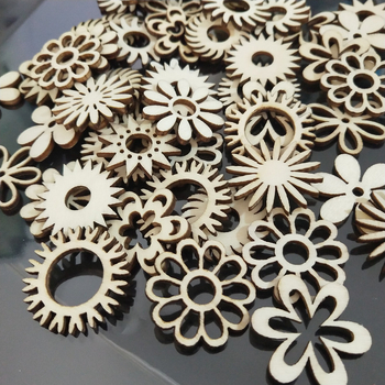 Ξύλινες ανάμικτες μορφές χειροτεχνίας – 50 τεμάχια ανά πακέτο, ποικιλία σχεδίων (γρανάζια, λουλούδια, πεταλούδες) για DIY ζωγραφική σε νηπιαγωγείο